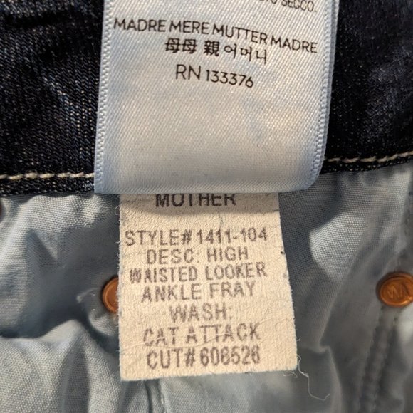MOTHER High Waisted Looker Ankle Fray Jeans, Cat Attack, Size 25 - Picture 14 of 16
